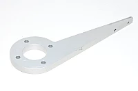 Aluminium flipping arm for rotary actuator, overall lenght 200mm, 2x M5 and 4x 6mm mounting holes