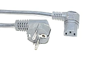 Power cable, CEE 7/7 angled male (Schuko), C13 angled female, black