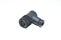 M12 kulma A-koodattu suojaamaton 4-pin anturiliitin, naaras, muovi, Binder 713-sarja 99-0430-00-04, ruuviliitäntä 4-6mm kaapeleille