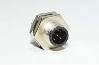 M12 panel mount A-coded 5-pin male front mounting metal sensor connector TE Connectivity 1838893-3 with M16 thread and solder cups for wire connection *new*