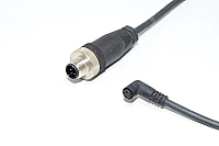 Sensor cable Hirschmann ESW 08SH0200 with molded plastic angle type unshielded 3-pin female M8 + Binder 713-series 99-0429-14-04 4pin male M12 sensor connectors