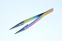 Colorful 129x10mm steel tweezers with 41mm straight black glossy finish ceramic tweezer tips *new*