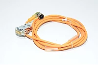Anturikaapeli jossa 4pin M12 naaras liitin LED indikaattorilla ja DB-9M liitin, 2m, Loctite 97211 In-line virtauksen valvonta esivahvistinta varten