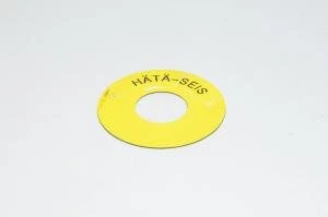 Merkkikilpi, keltainen, 60mm pyöreä, 22mm kytkimelle / merkkilampuille "HÄTÄ-SEIS" 2