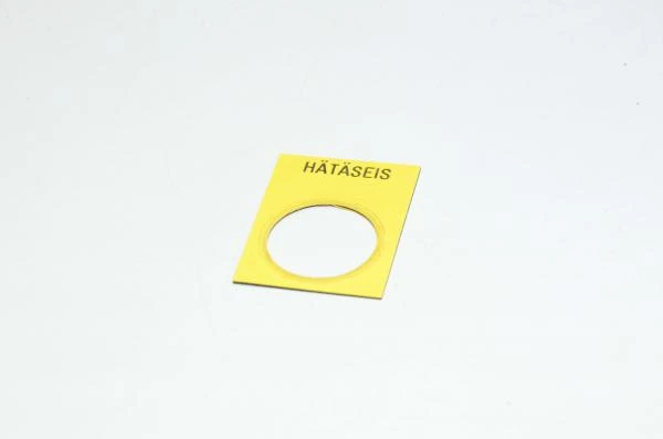Legend plate, yellow, 30x40mm square, for 22mm switches / indicator lights "HÄTÄSEIS"