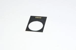 Merkkikilpi, musta, 30x40mm suorakulmainen, 22mm kytkimelle / merkkilampuille "VIRHE"