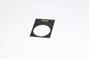 Merkkikilpi, musta, 30x40mm suorakulmainen, 22mm kytkimelle / merkkilampuille "VIRHE"