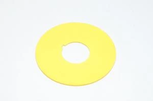 Merkkikilpi, keltainen, 65mm pyöreä, 22mm kytkimelle / merkkilampuille "tyhjä"