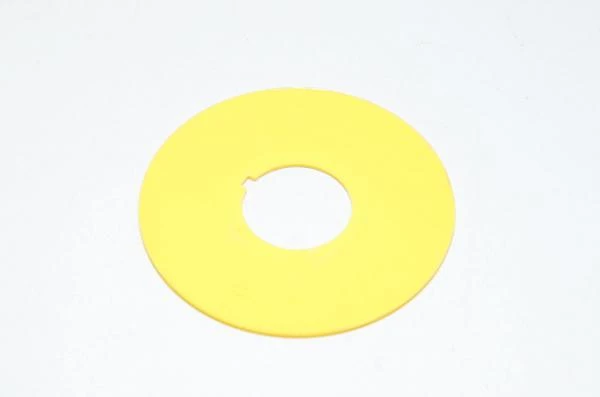 Legend plate, yellow, 65mm round, for 22mm switches / indicator lights "blank"