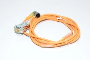 Anturikaapeli jossa 4pin M12 naaras liitin LED indikaattorilla ja DB-9M liitin, 2m, Loctite 97211 In-line virtauksen valvonta esivahvistinta varten