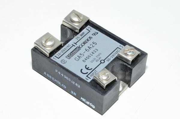 Crouzet Gordos GA5-6A25 solid state relay, input 90-280VAC, load 24-280VAC 25A, SPST-NO