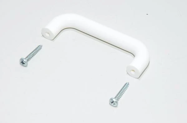 Plastic tubular handle 110x38x15mm, white + 2x 4x30 screws *new*
