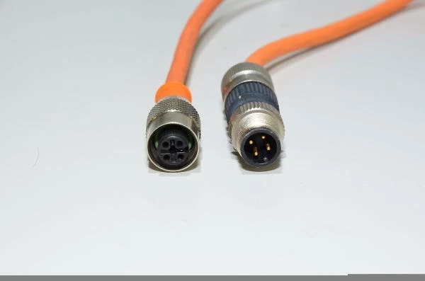 Sensor cable IFM E10302 with molded plastic straight A-coded unshielded 4-pin female M12 + Harting Harax M12-S 21 01 140 4081 4pin male M12 sensor connectors