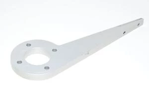 Aluminium flipping arm for rotary actuator, overall lenght 200mm, 2x M5 and 4x 6mm mounting holes