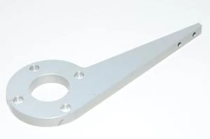 Aluminium flipping arm for rotary actuator, overall lenght 187mm, 3x M5 and 4x 8mm mounting holes