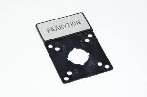 Legend plate holder, black, 60x90mm rounded rectangular, for 22mm switches / indicator lights "PÄÄKYTKIN"