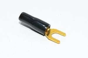 4-6mm² eristetty musta kullattu puristettava haarukkaliitin M4 ruuville *uusi*