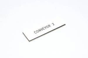Merkkikilpi, valkoinen, 60x20mm suorakulmainen, "CONVEYOR 2"