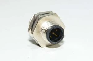 M12 paneeliasennettava A-koodattu 5-pin uros edestä asennettava metallinen anturiliitin TE Connectivity 1838893-3 M16 kierteellä ja juotoskupeilla johdinten liittämiseen *uusi*