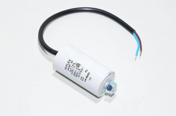 Miflex MKSP-5P I15KV580K-D 8µF/500VAC 34,6x76mm moottorin käyntikondensaattori 250mm johdoilla *uusi*
