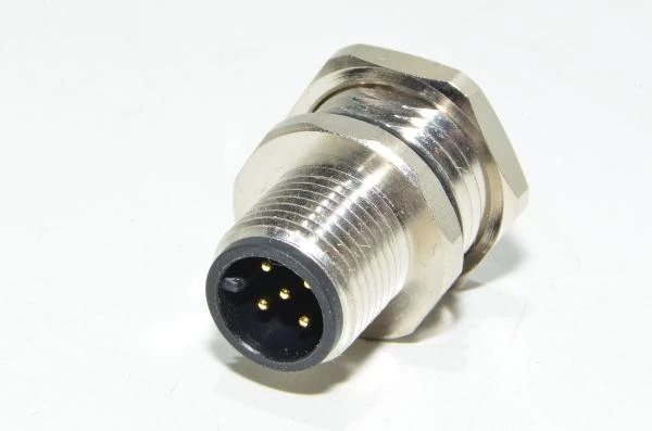 M12 paneeliasennettava A-koodattu 5-pin uros edestä asennettava metallinen anturiliitin SS-M12-PM-AC-5P-M-FRMT-PG9-PCB-V1 PG9 kierteellä ja piirilevyjuotospinneillä *uusi*