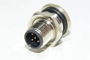 M12 paneeliasennettava A-koodattu 5-pin uros takaa asennettava metallinen anturiliitin SS-M12-PM-AC-5P-M-REMT-PG9-PCB-V1 PG9 kierteellä ja piirilevyjuotospinneillä *uusi*