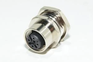 M12 paneeliasennettava A-koodattu 5-pin naaras edestä asennettava metallinen anturiliitin SS-M12-PM-AC-5P-F-FRMT-PG9-SC-V1 PG9 kierteellä ja juotoskupeilla *uusi*