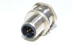 M12 paneeliasennettava A-koodattu 5-pin uros edestä asennettava metallinen anturiliitin SS-M12-PM-AC-5P-M-FRMT-PG9-SC-V1 PG9 kierteellä ja juotoskupeilla *uusi*