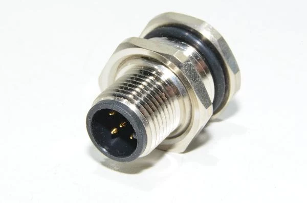M12 panel mount A-coded 5-pin male rear mounting metal sensor connector SS-M12-PM-AC-5P-M-REMT-PG9-SC-V1 with PG9 thread and solder cups *new*