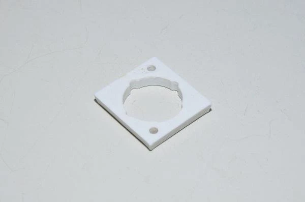 3D printed 5mm riser piece for panel mounted XLR connector with 3mm mounting holes, white PLA
