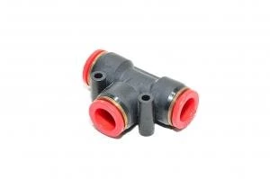 Pisco PE12 punainen 12mm T-liitin / T-haara / T-sovitin pikaliitin samoille putkihalkaisijoille