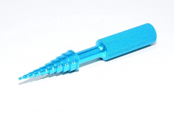 Blue anodized aluminium bearing installation tool with 2-14mm diameters in 9x steps *new*