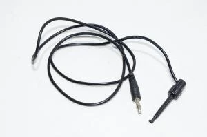 4mm banaaniplugi - pieni jousitoiminen mittakoukku, musta, 1m, ei eristetty, silikoni mittajohto *uusi*
