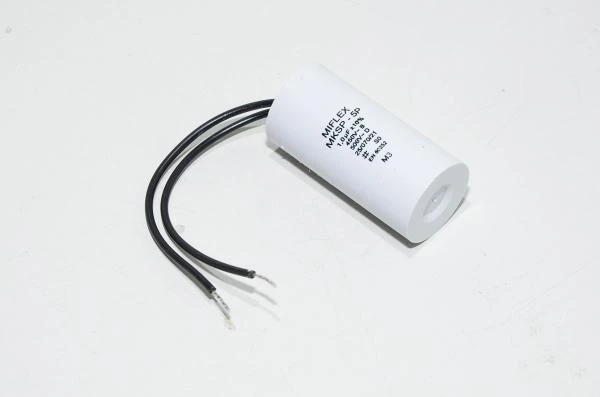 Miflex MKSP-5P I150V510K-G1 1µF/500VAC 25x51mm motor run capacitor with 100mm leads *new*