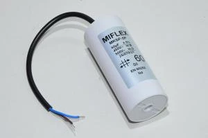 Miflex MKSP-5P I150V660K-C1 60µF/500VAC 50x119mm moottorin käyntikondensaattori 250mm johdoilla *uusi*