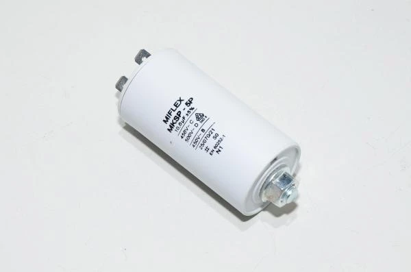 Miflex MKSP-5P I15KV610K-B 10µF/500VAC 35x89mm moottorin käyntikondensaattori faston liittimillä *uusi*