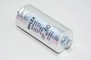 Miflex MKSP-I18 I18UV660I-A 60µF/450VAC 60x152mm moottorin käyntikondensaattori faston liittimillä *uusi*