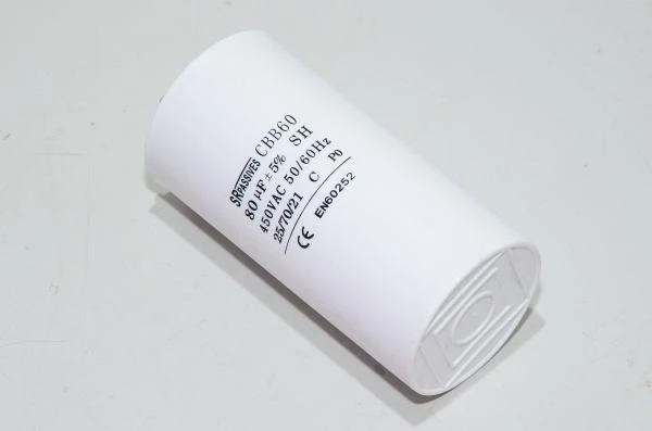 SR Passives CBB60A-80/450 80µF/450VAC 60x134mm moottorin käyntikondensaattori faston liittimillä *uusi*