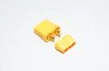 Amass XT90-F3 keltainen 2pin naaras virtaliitin kuorella, 500VDC, 40/90A *uusi*