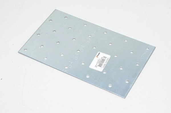 200x120x2mm Paslode 211177 teräksinen reikälevykiinnike jossa 30x 5mm reikiä *uusi*