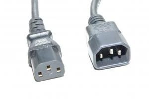 Power cable extension, C14 Male, C13 Female, black