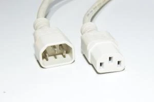 Power cable extension, C14 Male, C13 Female, light gray