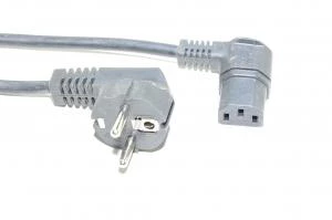 Power cable, CEE 7/7 angled male (Schuko), C13 angled female, black