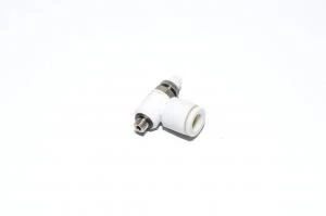 SMC AS1201F-M5-06 elbow type meter-out speed controller with M5x0.8 threaded port and 6mm quick connector for tube