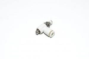 SMC AS1201F-M5-04 elbow type meter-out speed controller with M5x0.8 threaded port and 4mm quick connector for tube