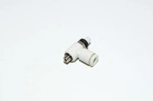 SMC AS1211F-M5-04 elbow type meter-in speed controller with M5x0.8 threaded port and 4mm quick connector for tube