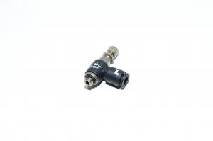Legris 7660 04 19 elbow type meter-out speed controller with M5x0.8 threaded port and 4mm quick connector for tube