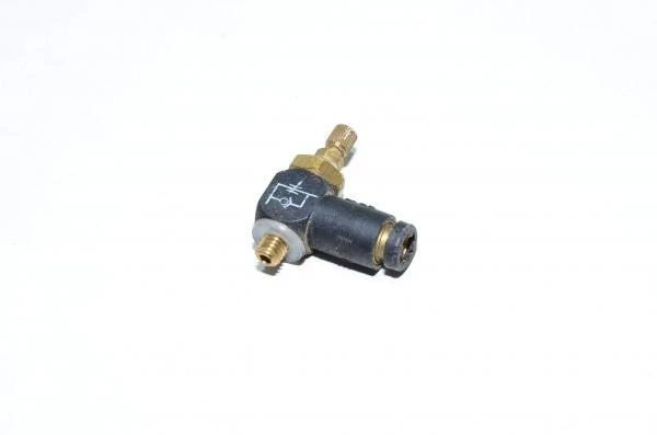 Legris oldschool M5x0.8 - 4mm flow controller elbow type meter-out speed controller with M5x0.8 threaded port and 4mm quick connector for tube