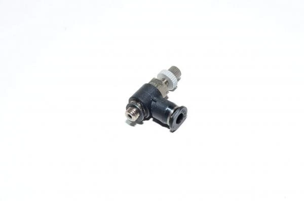 Pisco JSC4-M5MA elbow mini type meter-out speed controller with M5x0.8 threaded port and 4mm quick connector for tube
