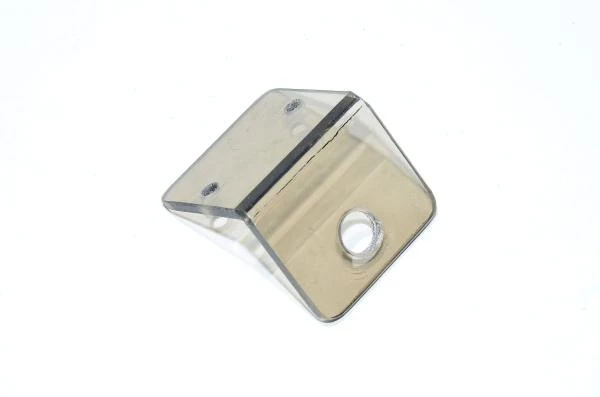 Plastic L-shaped mounting bracket 55x46x49mm with 1x 12.5mm, 2x 5mm holes